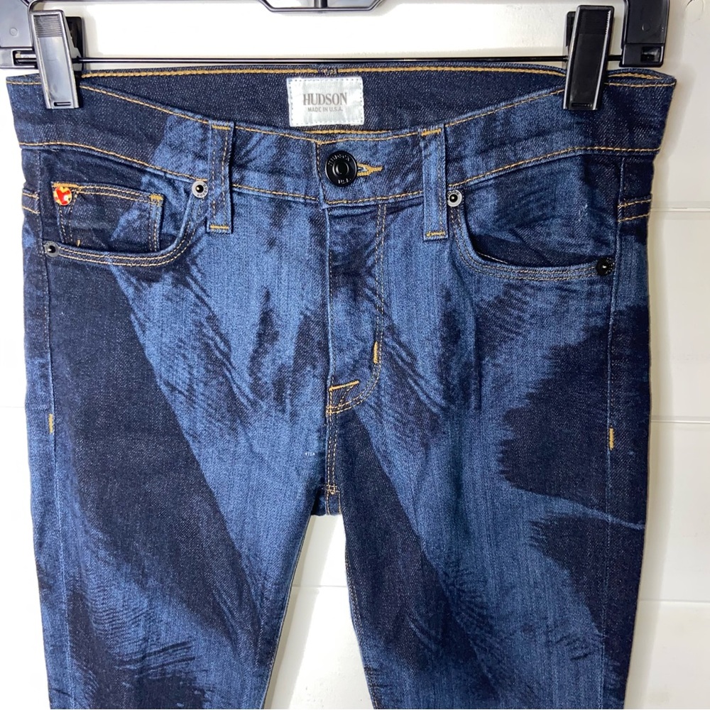 Hudson Jeans Size 25 Nico Super Skinny Midrise Denim Unique Dark Blue Wash Out